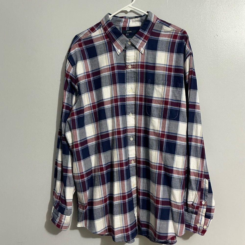 Saddlebred Men's Blue and Red Plaid Shirt size L and XXL-worn once for pictures